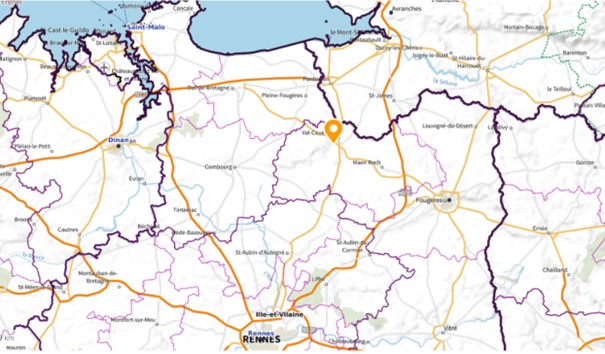 Map of Ille-et-Vilaine department